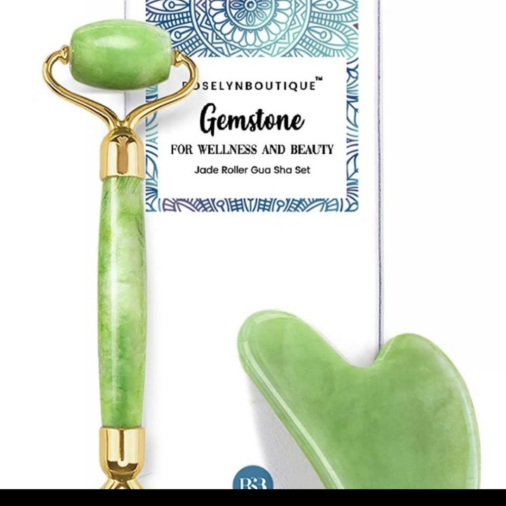 ROSELYNBOUTIQUE Jade Roller Gua Sha Facial Tools Set NWT